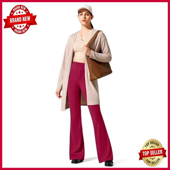 Fleece Lined Flare Yoga Pants High Waist Thermal Leggings with Pockets - Picture 5 of 6